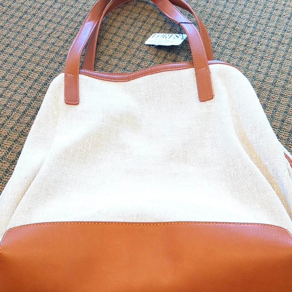 Canvas and faux leather tote